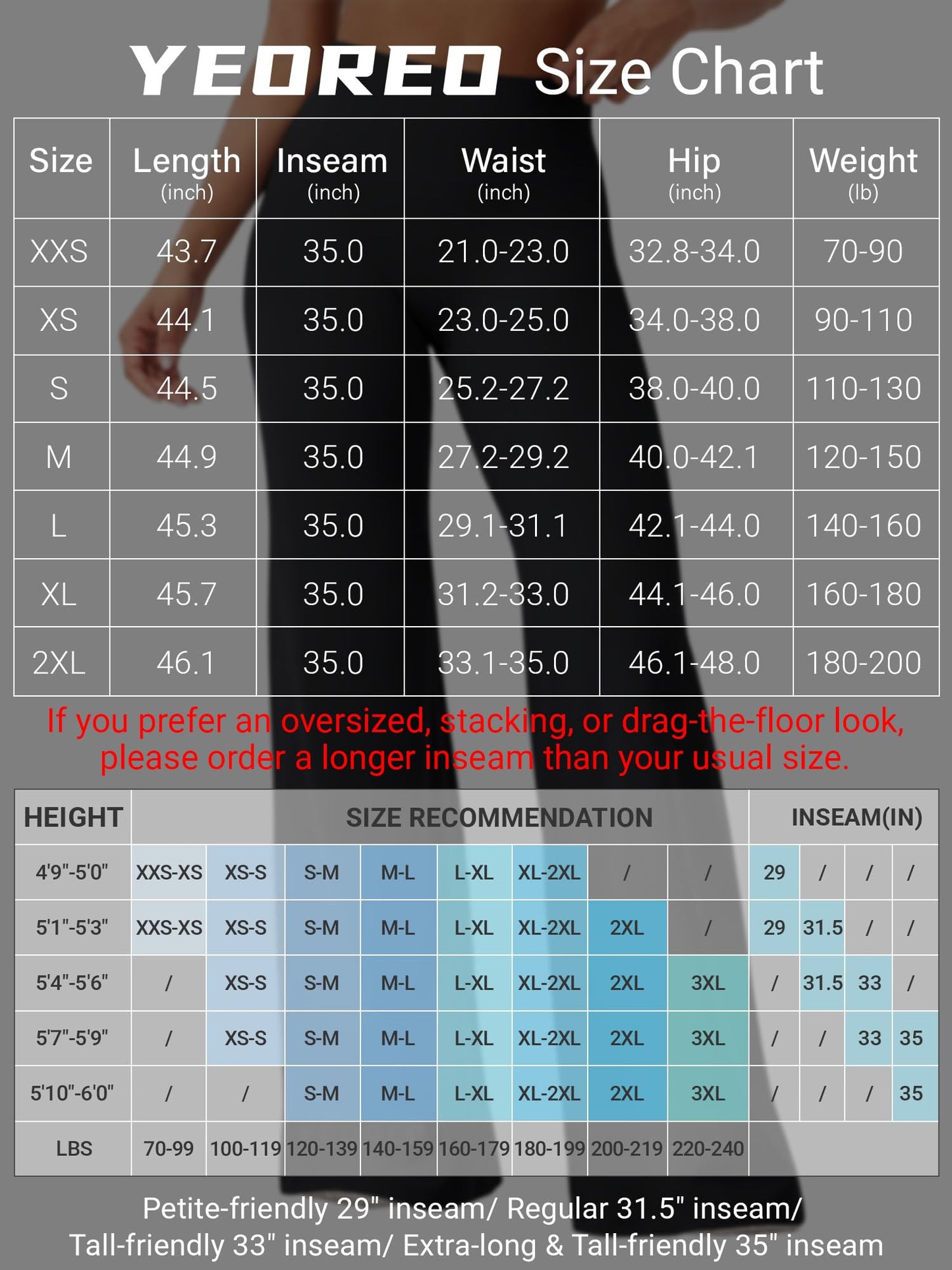 YEOREO Workout Leggings Womens No Front Seam Straight Leggings 35" High Waist Buttery Eddiy Gym Yoga Pants Black M