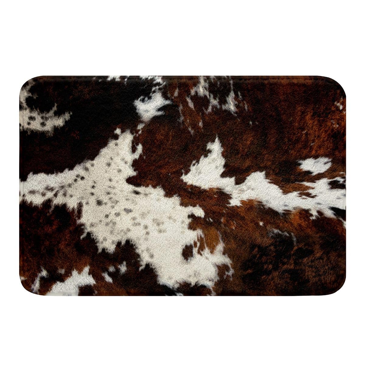 Erosebridal Black Brown Cowhide Bath Rugs,Milk Cow Print Bath Mat 20"x32",Rustic Farm Animal Fur Bathroom Rugs,Cattle Wild Animals Skin Doormats Boho Aztec Bathroom Decor Cowboys Gifts for Boys Girls