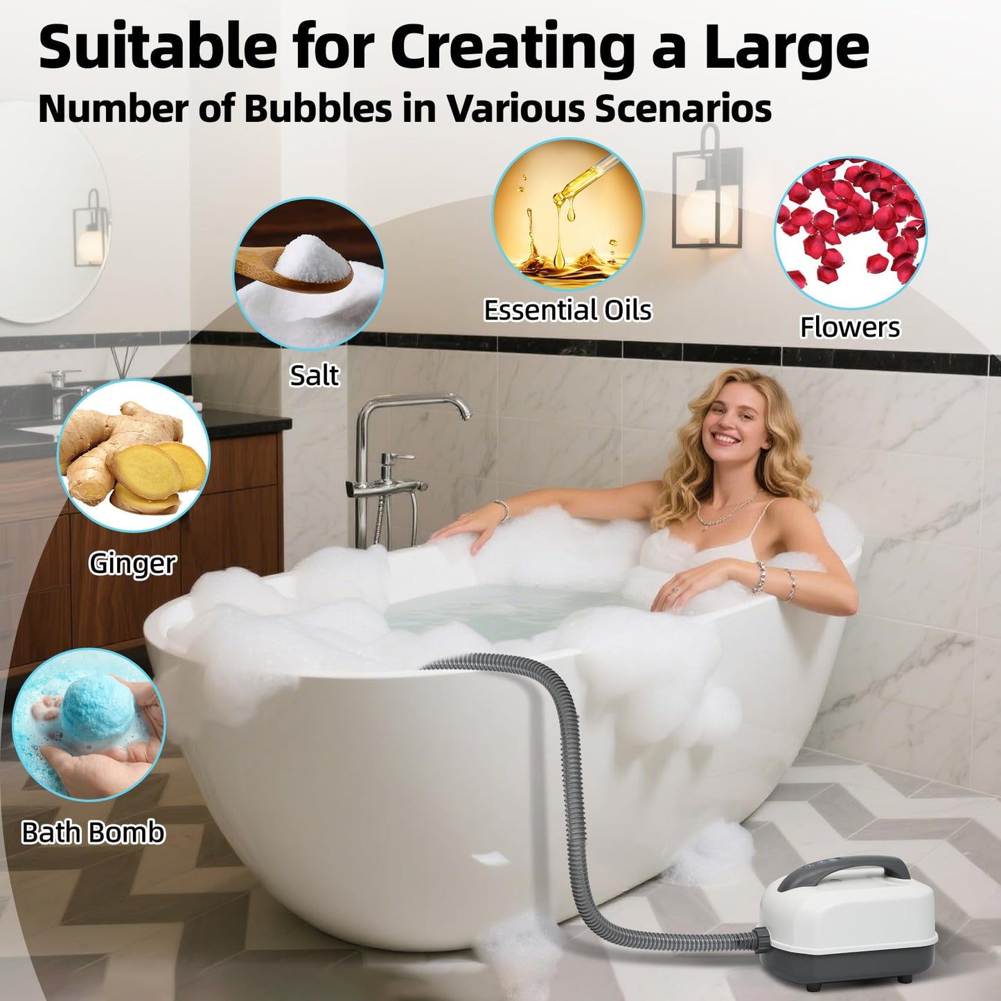 Spa Bubble Bath Mat with Remote,6-Speed Adjustable Bubbles & Non-Slip Suction Cups,Full Body Waterproof Bubble Mat for Bathtub to Relieve Muscle Fatigue, Stress & Improve Circulation