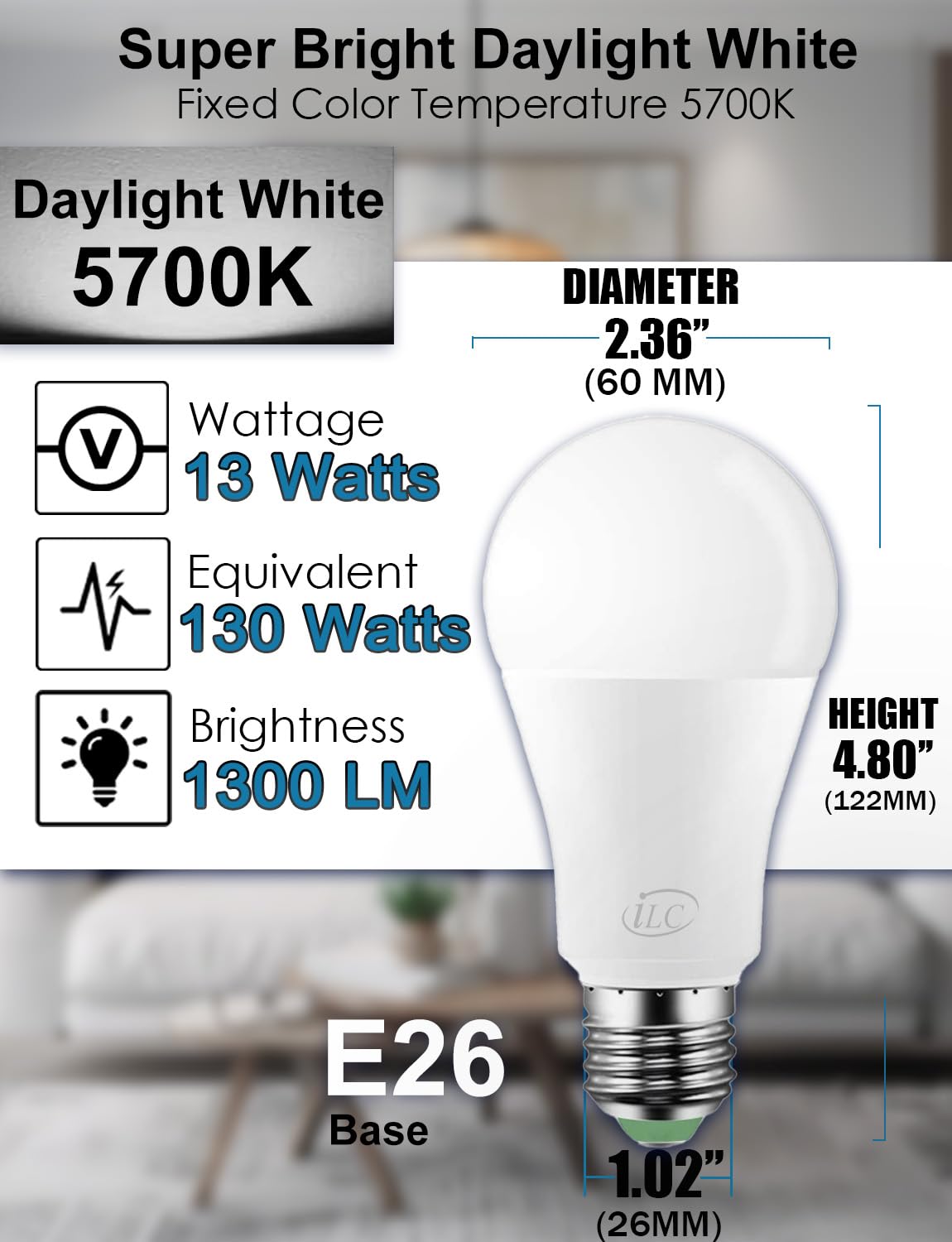 iLC Smart Light Bulb (150 Watt Equivalent) Compatible with Alexa Only, 1550 Lumens, Color Changing Warm White 2700K, 14W Bright LED Bulbs (4 Pack)