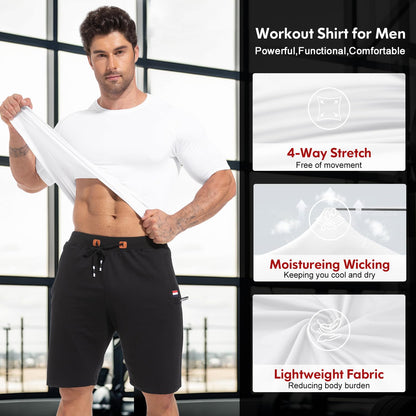 CL convallaria 4 Pack Compression Shirt Men Long Short Sleeve Cooling Dry Rash Guard Athletic T Shirt for Sports
