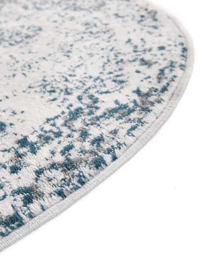 Rugs.com - Monte Carlo Rug – 3 Ft Round Light Blue Stain-Resistant Area Rug – Vintage Medallion Design for Entryways, Bedrooms, and Home Offices