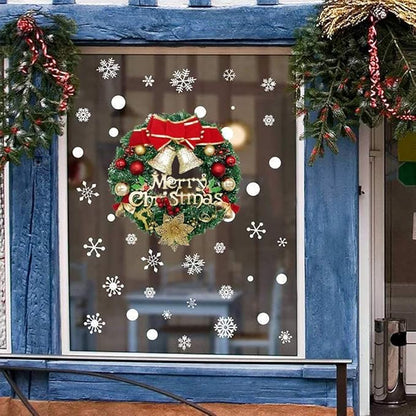 H&W Small Christmas Wreath (11.8 Inch / 30 cm) for Front Door Wall Windows Artificial Poinsettia Xmas Decoration with Tinkle Bell Bowknot and Small Ornaments (MC7-D1)