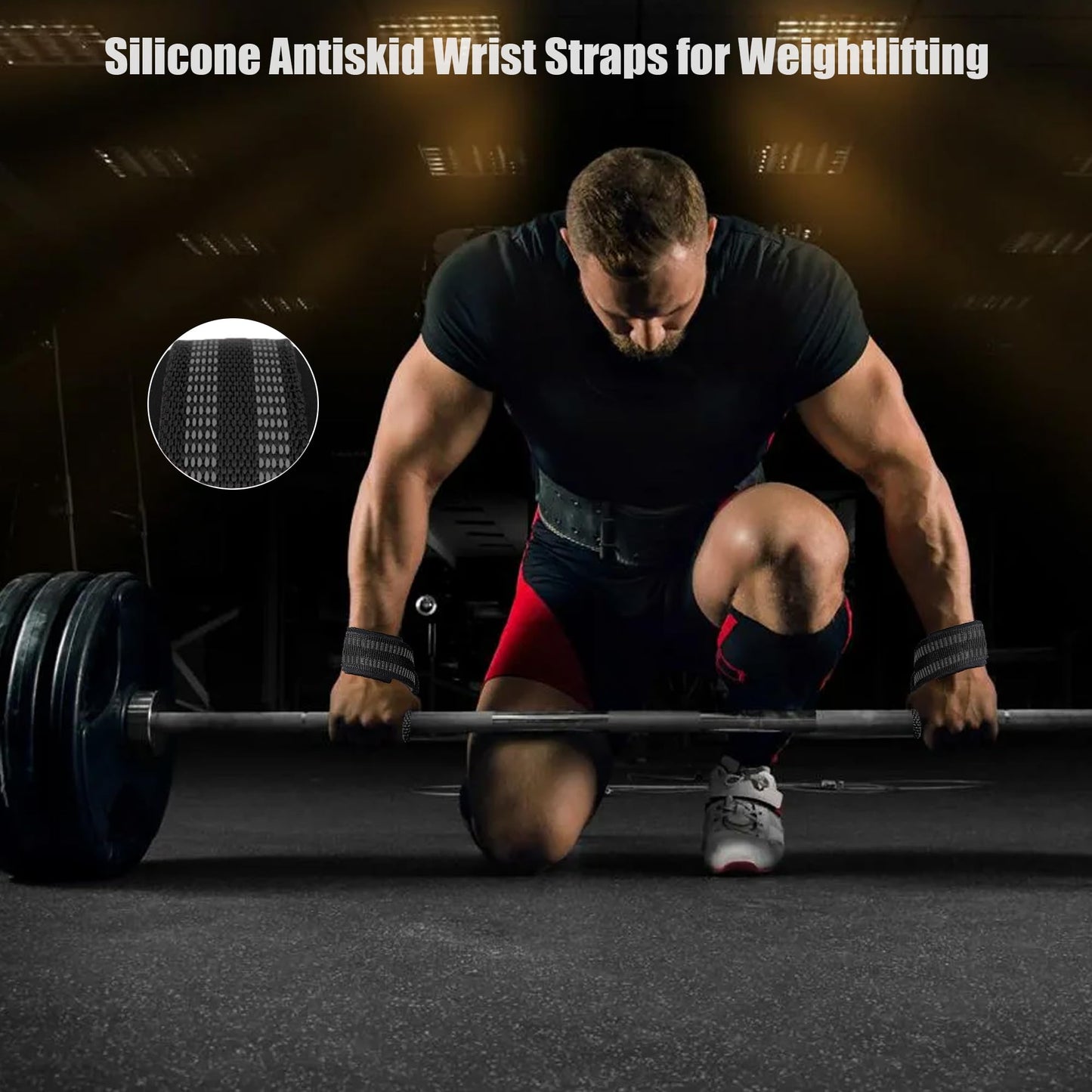 4 Pack Lifting Wrist Straps for Weightlifting, Lifting Straps for Gym Strength Training,Deadlifts,Workout, Men & Women Neoprene-padded Wrist Cushion Cotton Lift Straps with Anti-Skid Silicone -Black