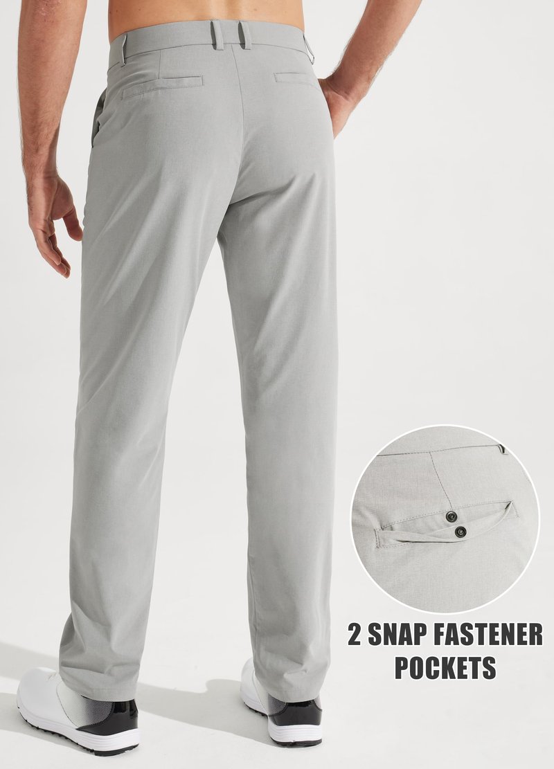 Libin Mens Golf Pants Stretch Work Dress Pants 32" Quick Dry Lightweight Business Casual Slacks for Men Travel Vocation Water Resistant, Neutral Grey, 33W x 32L