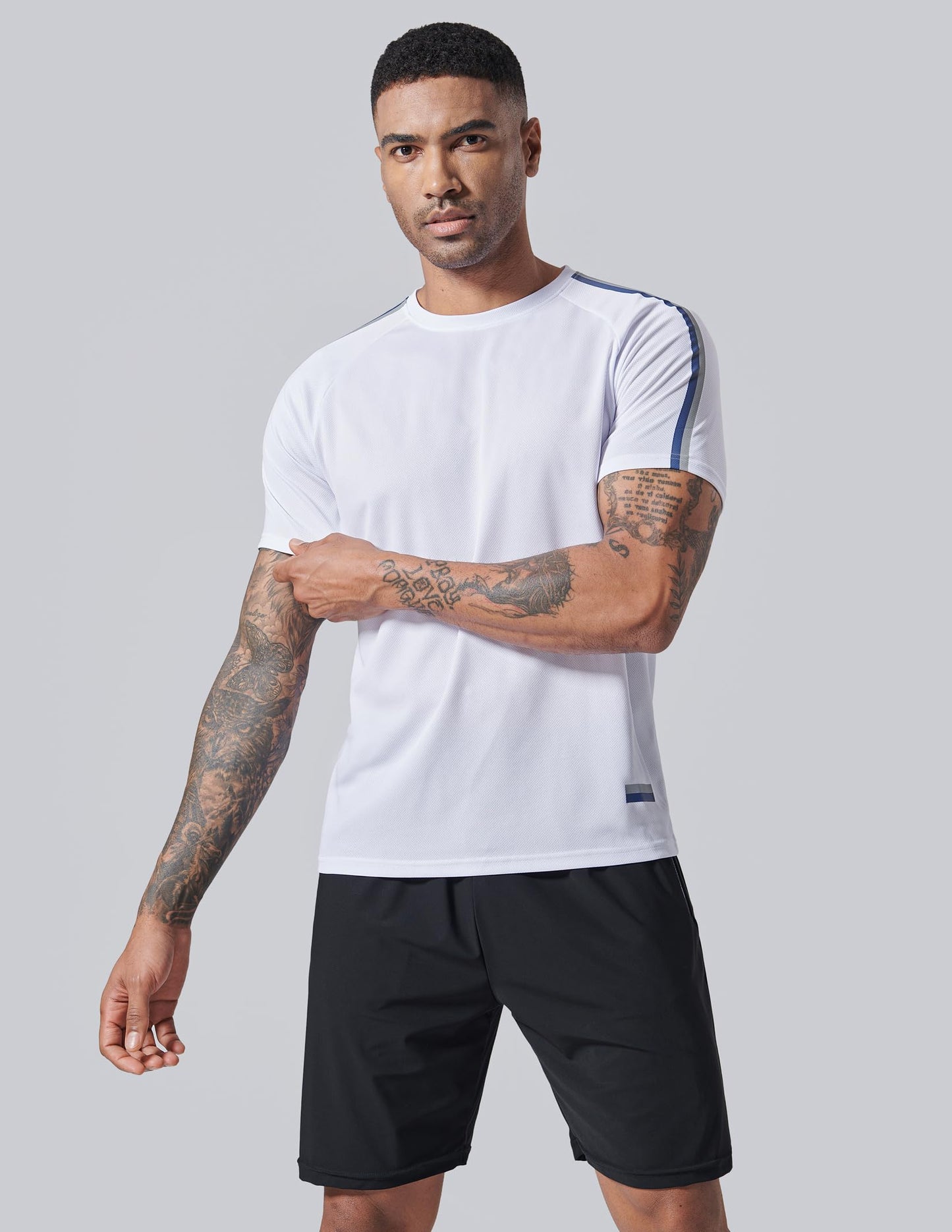 5 Pack Men’s Active Quick Dry Crew Neck T Shirts | Athletic Running Gym Workout Short Sleeve Tee Tops Bulk (Set 14, 5X-Large) White