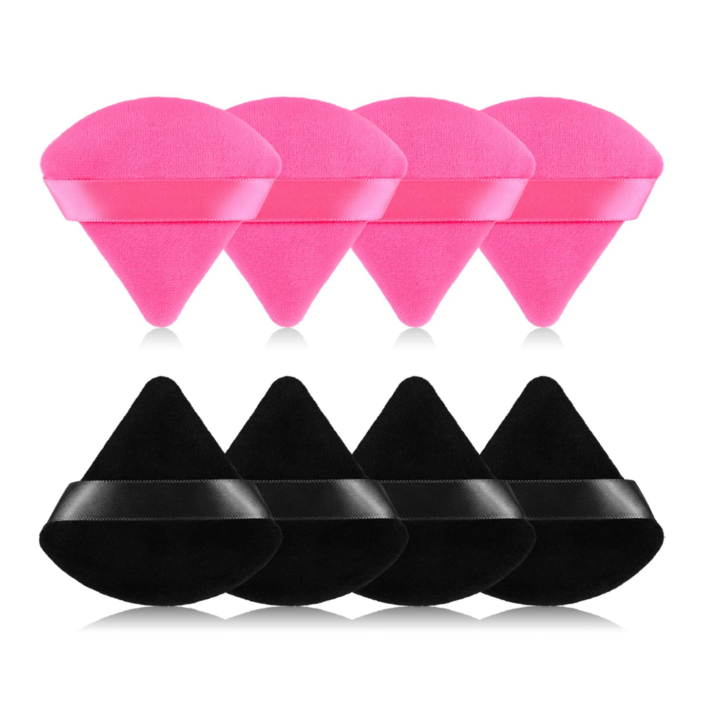 8Pcs of Triangular Powder Puff Makeup Sponges, Made of Super-soft Velvet, Designed for Contouring, Eye, and Corner, Beauty Blender Foundation Mixing Container.(Black)