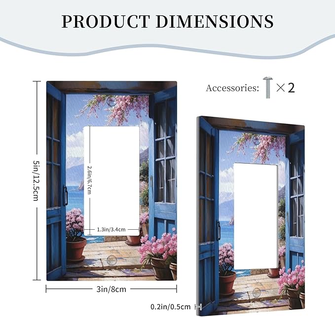 Decorative Art Light Switch Covers Seaside Window View 1 Gang Rocker Outlet Decorative Switch plate Faceplate GFCI Light Switch Covers for Home Decor