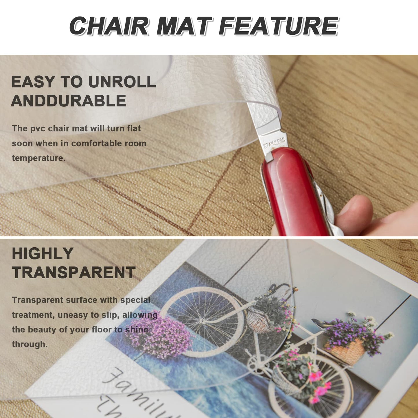 100pointONE Office Chair Mat for Hardwood Floors, Easy Glide Floor Mat for Office Chair, Clear Desk Chair Mat for Rolling Chairs 60" x 46"