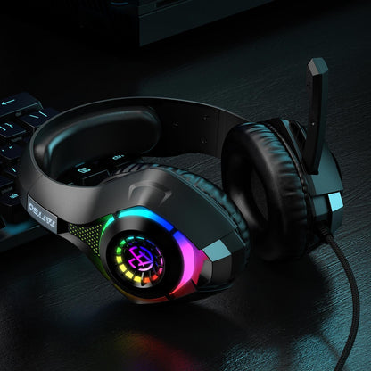 Tatybo Gaming Headset for PS4 PS5 Xbox One PC, Over-Ear Gaming Headphones with Surround Sound, Noise Canceling Mic, RGB Light
