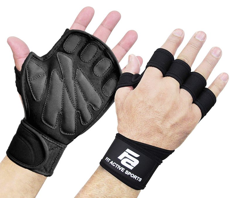 Fit Active Sports New Grip 2.0 Ventilated Weight Lifting Workout Gloves with Wrist Wraps for Gym Exercise, Weightlifting, Pull Ups - for Men & Women (XL)