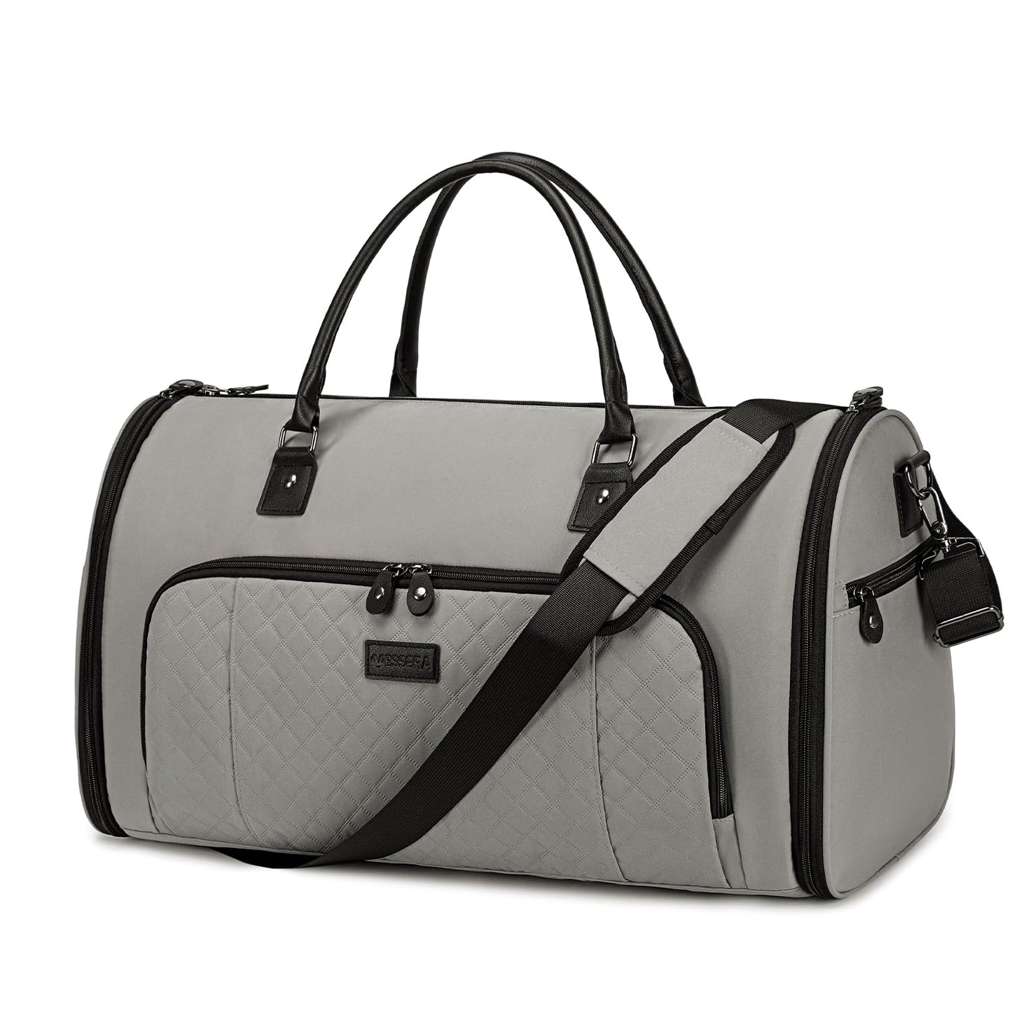 Vessgra Garment Bag for Airplane Travel, Carry On Garment Duffle Bags for Women, 2 in 1 Travel Suit Bag with Shoes Compartment Carry on Bag Hanging Garment Bag Travel with Shoulder Strap,Grey
