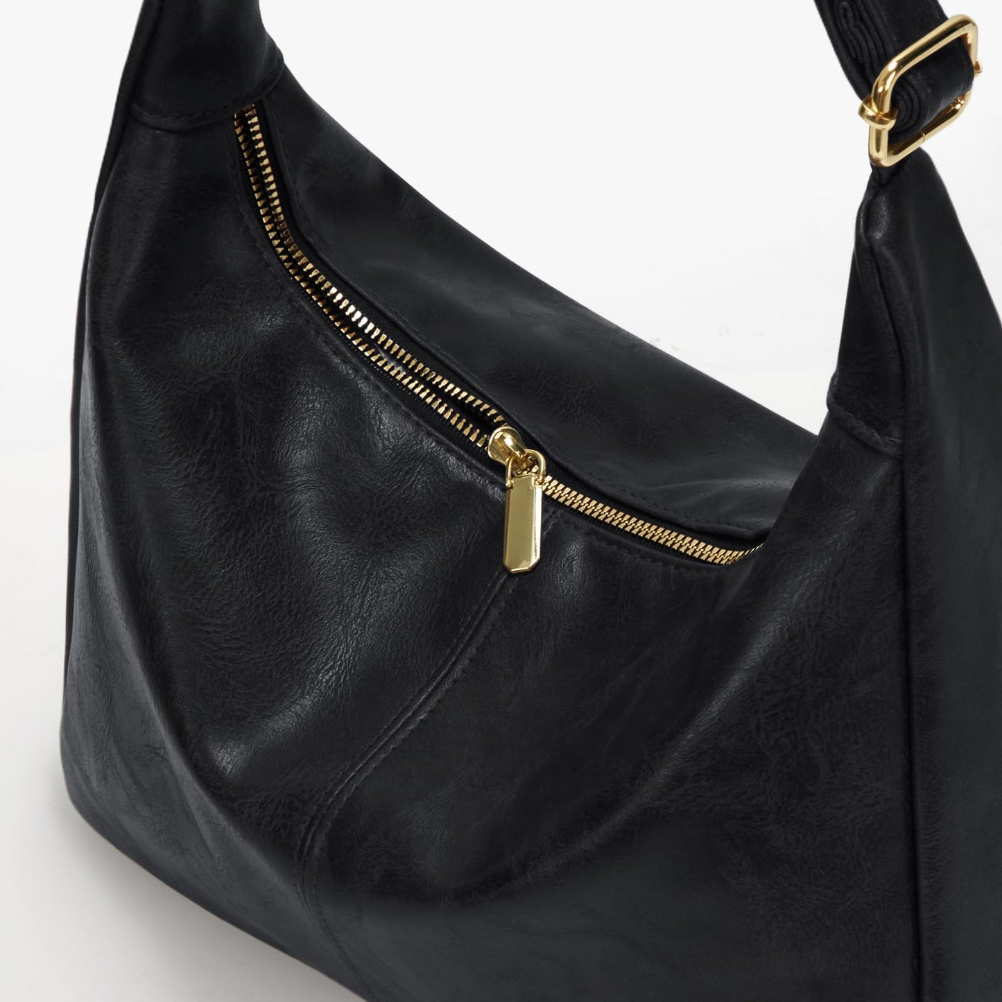 AnBlack Shoulder Bags for Women Leather Crossbody Bags Slouchy Hobo Bag Purse Daily Slouchy Tote Purses(Black)