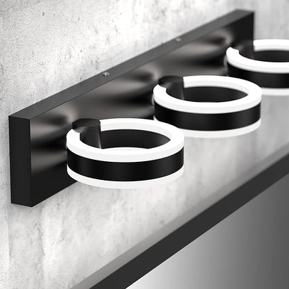 LED Bathroom Light Fixtures, 24inch Black Vanity Lights, Modern 3 Light Acrylic Wall Sconces, 350° Rotatable Wall Lighting Fixture Over Mirror