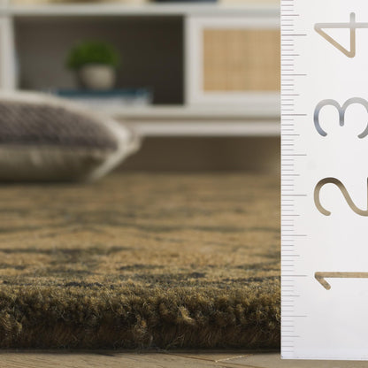 SAFAVIEH Antiquity Collection Area Rug - 6' Square, Olive & Green, Handmade Traditional Oriental Wool, Ideal for High Traffic Areas in Living Room, Bedroom (AT824A)