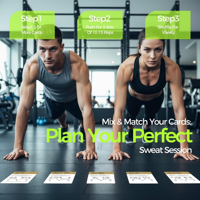 Suspension Training Cards Set - 50-Exercise Fitness Deck for Home & Gym | Customizable Workouts for All Levels