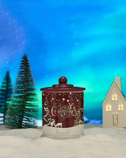 M&SENSE Christmas Candles Baked Apple Pie Scented, Soy Wax 12.7oz 75 Hours Long Lasting Clean Burn, 2 Wick Cinnamon Apple Winter Holiday Candles for Home Decor, Luxury Relaxing Candle Gifts for Women