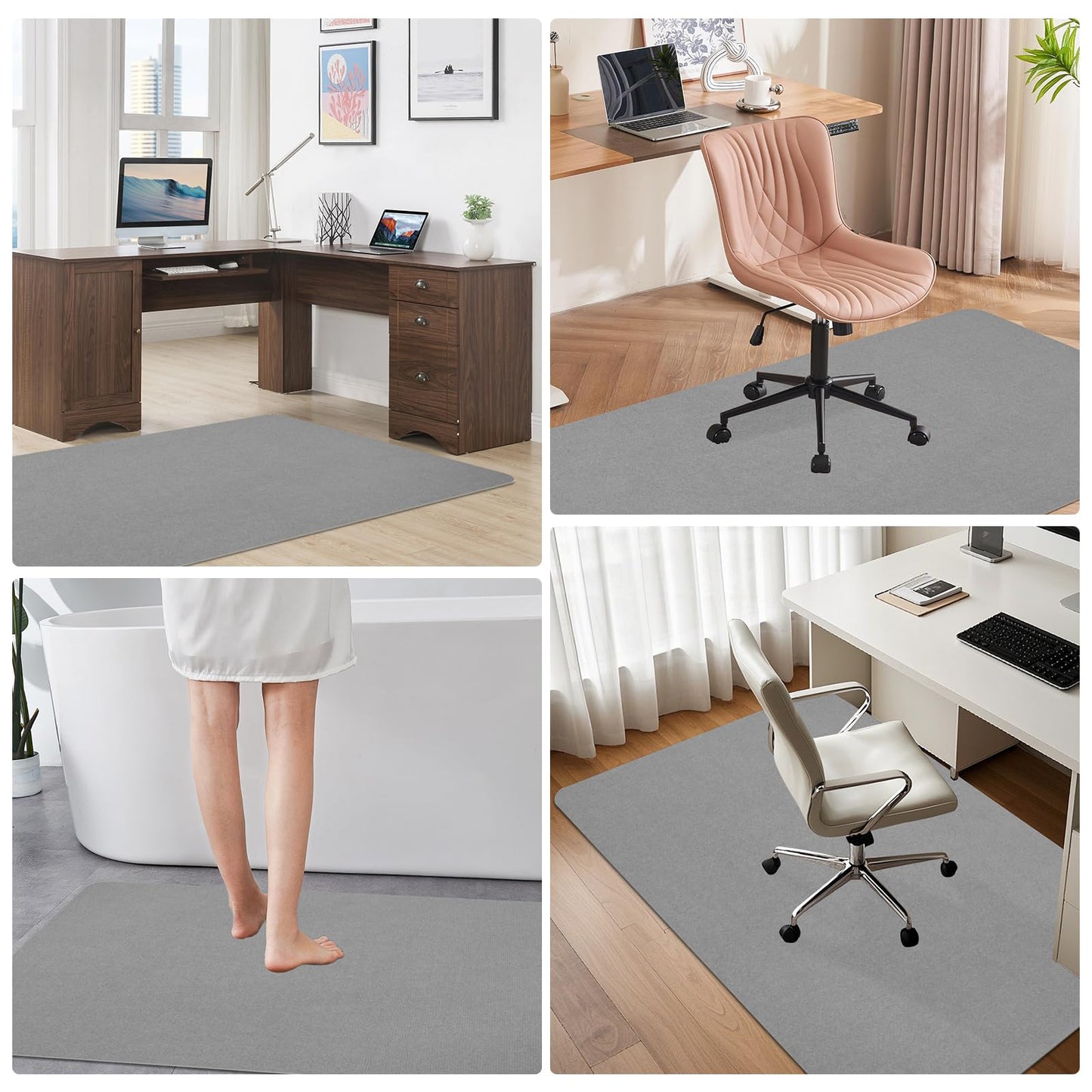 Office Chair Mat for Hardwood Floor & Tile Desk Mat for Rolling Chairs Protect Hardfloor Desk Area Rug for Workstations, Durable Chair Mat for Home and Office Use (Light Grey, 36X48 in)