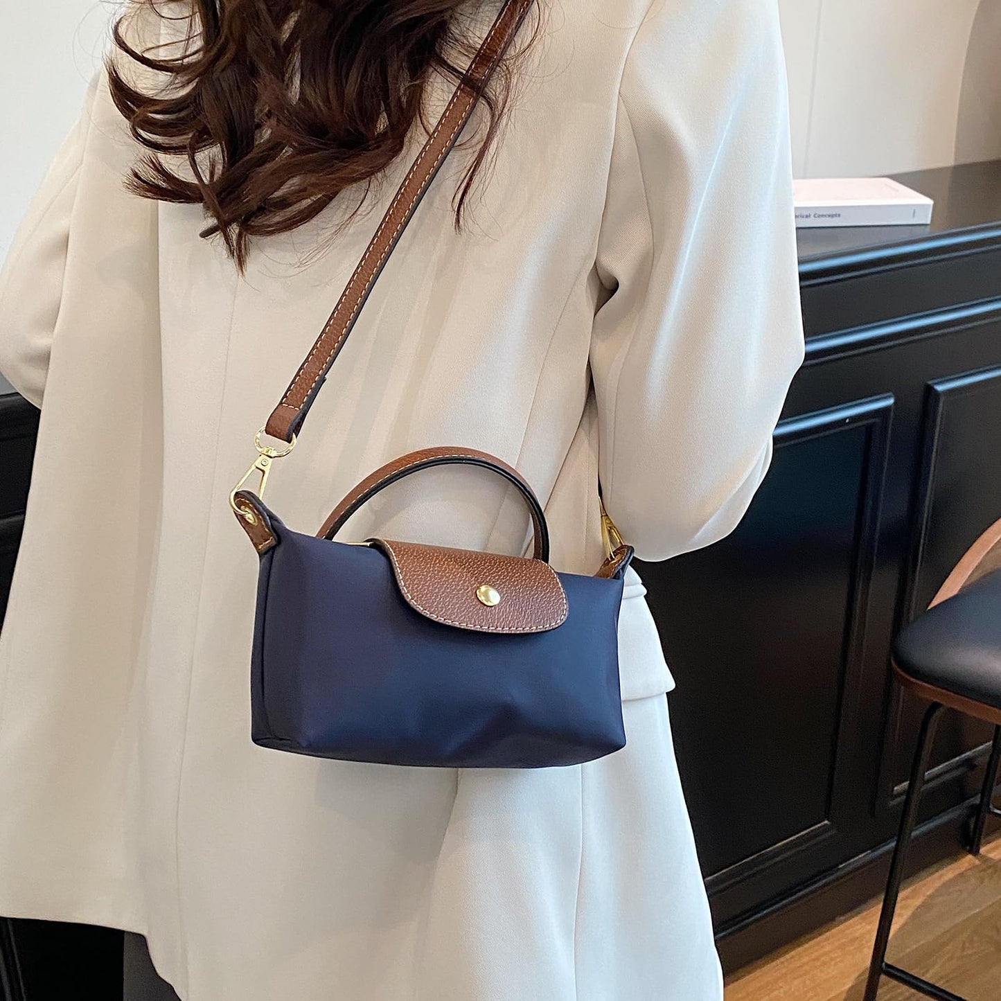 Mini Crossbody Bag for Women - Adjustable Strap Shoulder Purse, Small Spacious Tote with Zipper Pockets for Phone Wallet Keys 7.5in Baby Blue