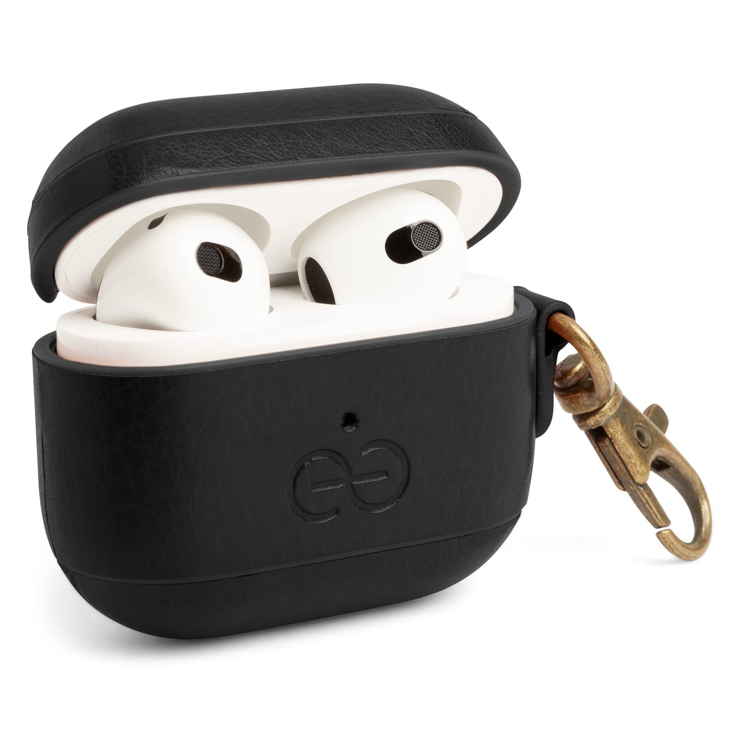Dreem Om Case Cover with Keychain Clip Compatible with AirPods 3 for Apple AirPods 3rd Generation, Vegan Leather AirPod Case for Men & Women, Luxury Earbuds Accessory for iPhone - Black