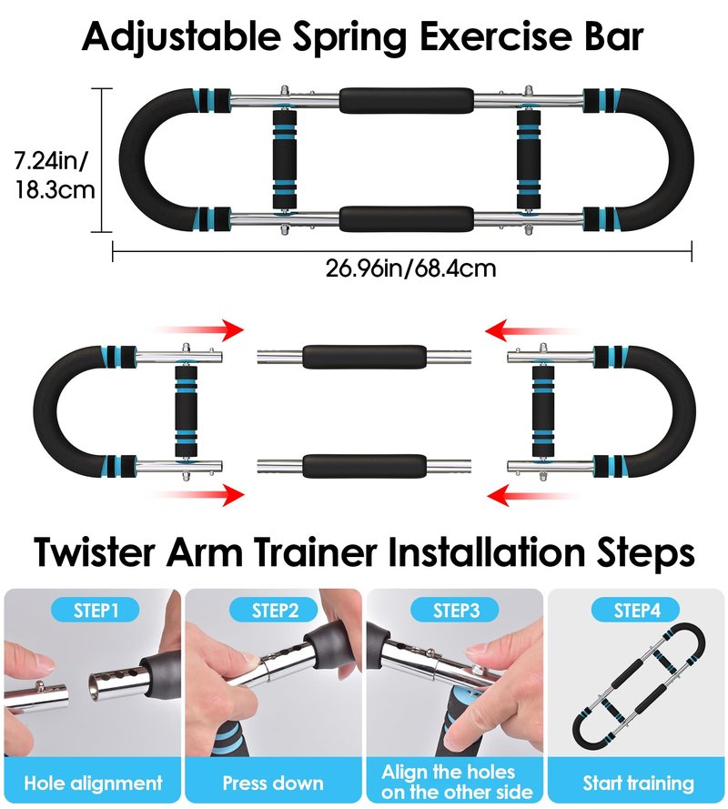 CIRQUISTA Twister Arm Trainer for Men, Adjustable 50-130Lbs Chest Workout Equipment, Arm Trainer, Twister Arm Trainer Portable Shoulder Strength Exerciser Machine for Fitness People