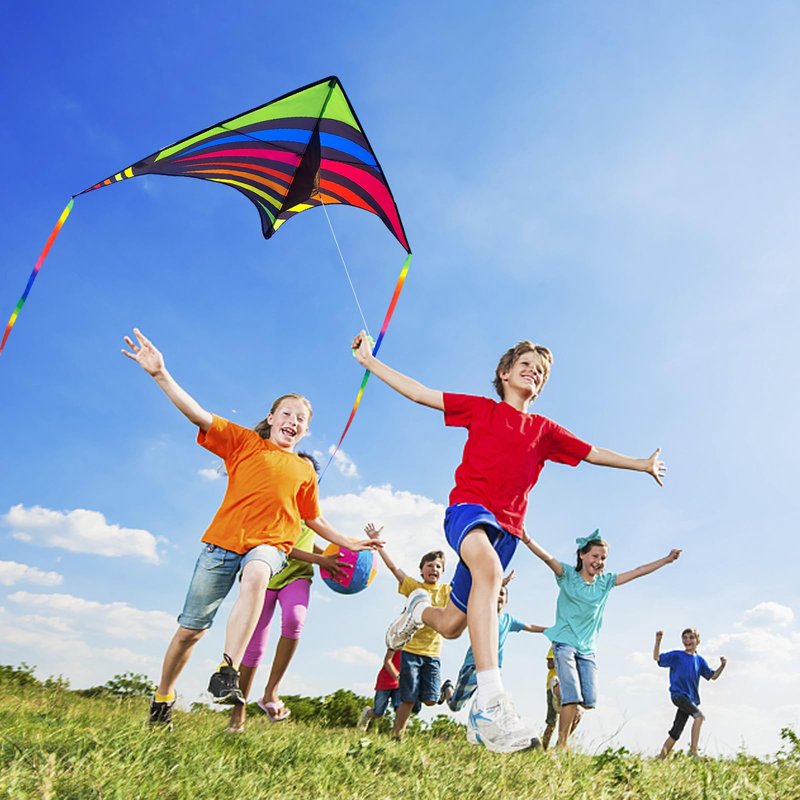 Mint's Colorful Life 3 Pack Delta Kites for Kids & Adults, Extremely Easy to Fly Kite, Best Kite for Beginner(Green & Rainbow & Blue)
