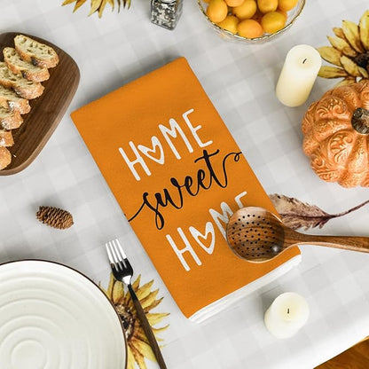 Artoid Mode Orange Stripes Home Sweet Home Boho Kitchen Towels Dish Towels