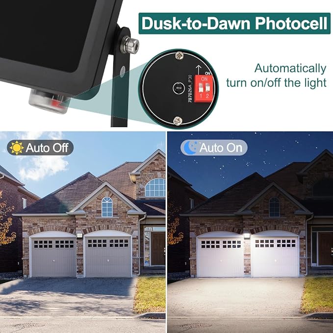 kadision LED Flood Light with 4 Selectable Wattage 200W/150W/100W/75W, Dusk-to-Dawn Photocell, 22000lm 5000K 100-277V IP66 Waterproof Trunnion Mount Outdoor Parking Lot Lights, ETL Listed