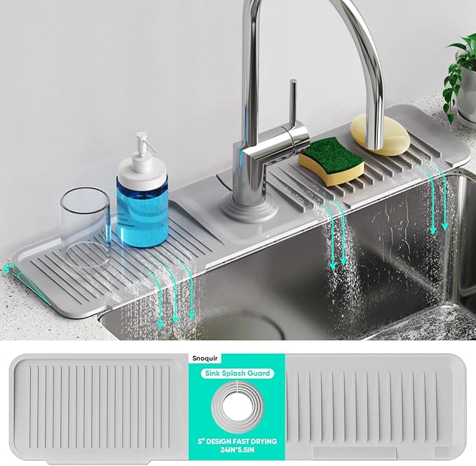 24 Inch Longer Faucet Mat for Kitchen SinkBathroom Kitchen Sink Splash Guard