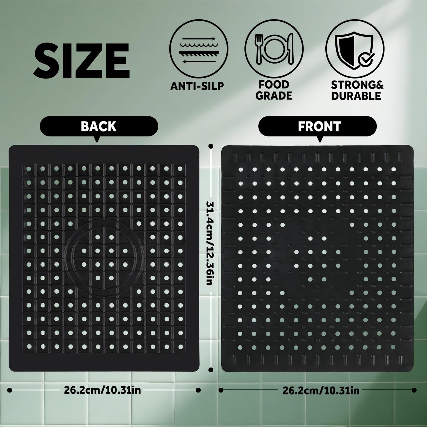 GeeRic Independence Day Kitchen Sink Mat, 12.36 x 10.28" Dish Drying Mat, Sink Protector Mats Non-Slip Dish Dry Mat Dishwasher Safe, Rectangular, Black
