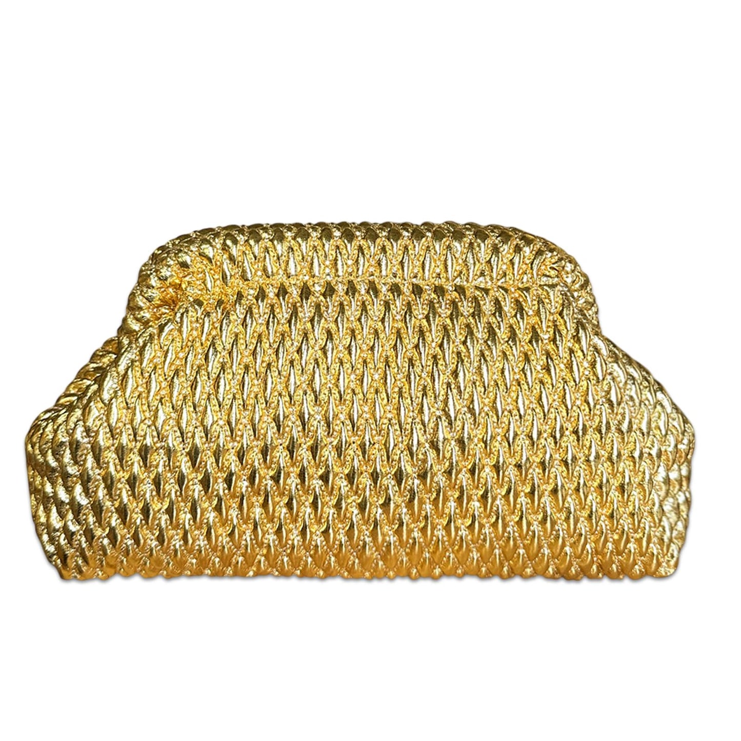 ENBEI Gold Clutch Purse for Women Handbags for Wedding, Prom, Party and Formal Events - Soft Foam Texture PU Leather Evening Bag with Metallic Clasp Closure