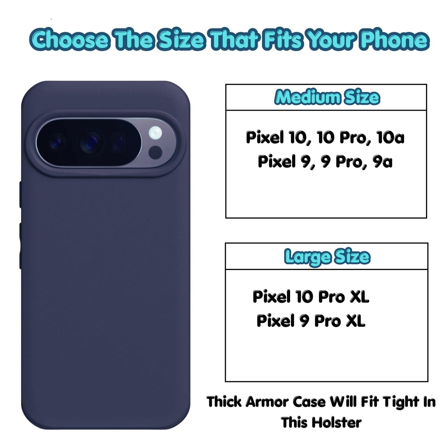 Stronden Magnetic Closure Holster for Google Pixel 10 Pro XL, Pixel 9 Pro XL - Leather Belt Case, Premium Pouch (Fits Slim/Regular Case On) (Black, Large)