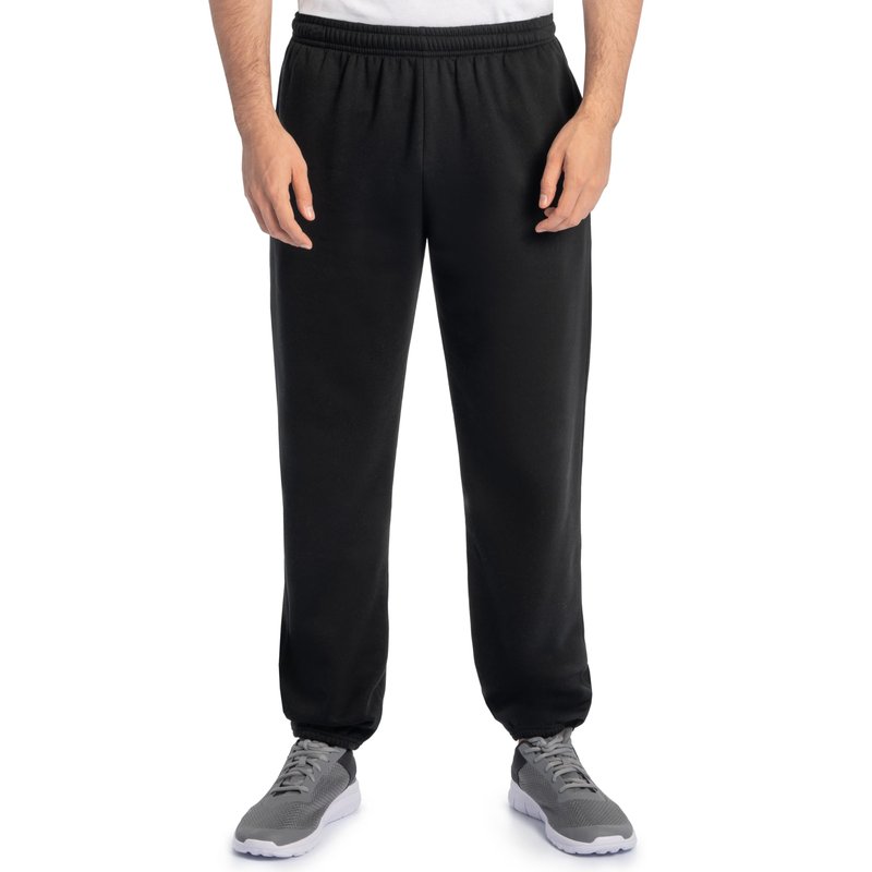 Fruit of the Loom mens Eversoft Fleece & Joggers (Regular Big Man) Sweatpants, Elastic Bottom - Black, Small US