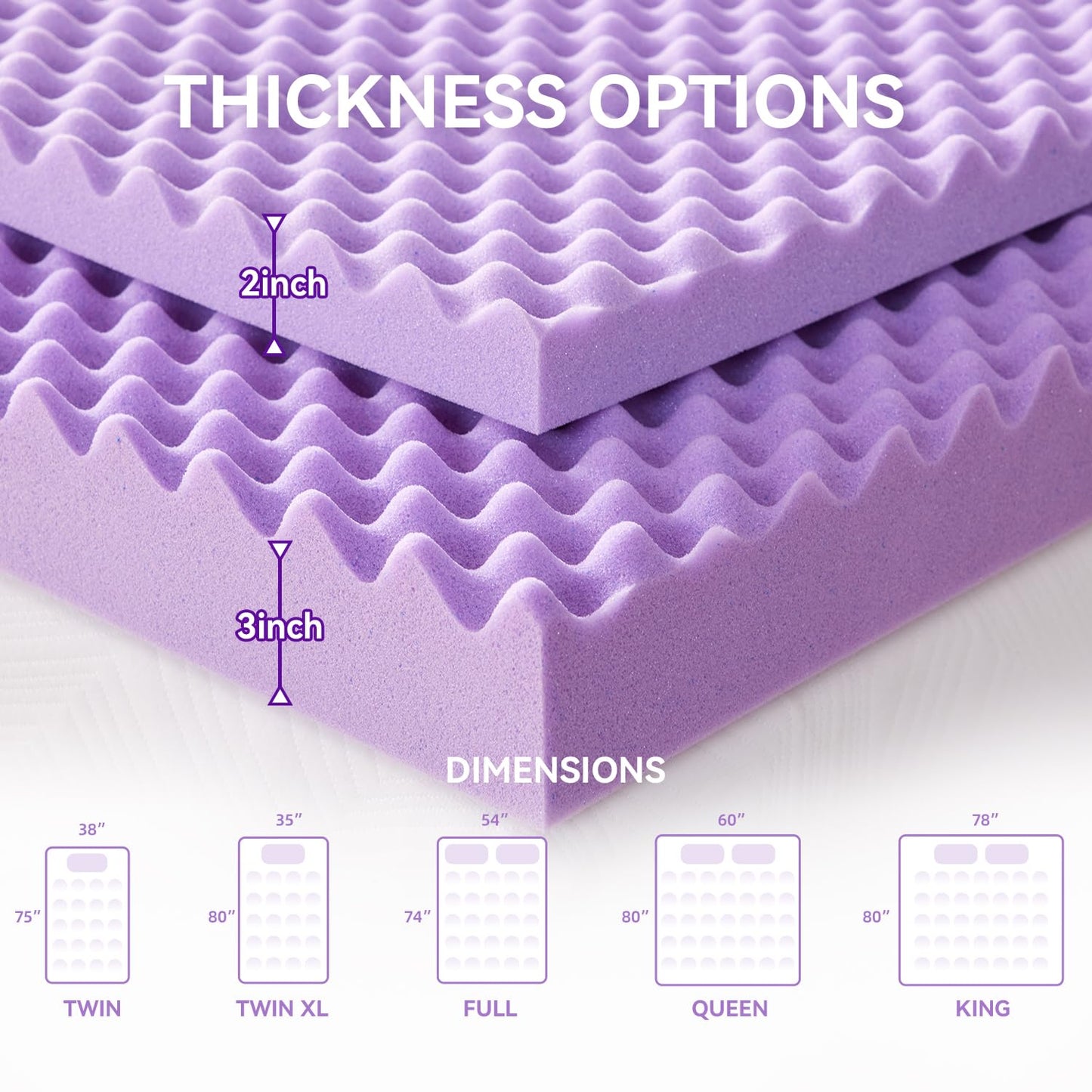 SINWEEK 2 Inch Egg Crate Memory Foam Mattress Topper Twin Size, Soft Mattress Pad for Back Pain Relief, Bed Topper, CertiPUR-US Certified