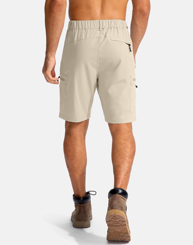 Pudolla Men's Hiking Cargo Shorts 9" Lightweight Outdoor Work Shorts for Men Travel Golf Camping Casual with 5 Zipper Pockets(Khaki XX-Large)