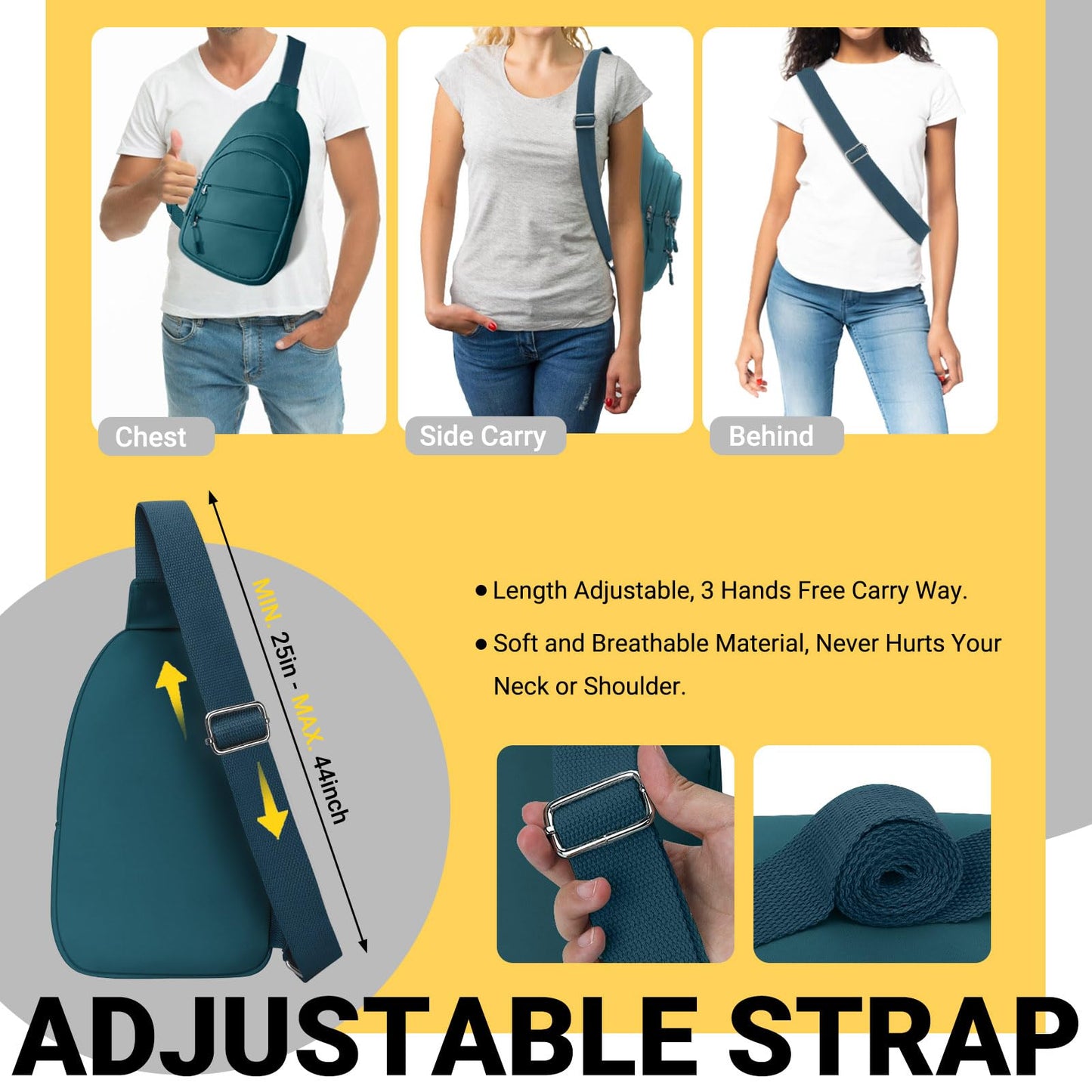 Tuwubi Crossbody Bags for Women, Sling Bag for Men, Small Hiking Backpack Anti Theft Lightweight for Outdoors Travel (M, Black)