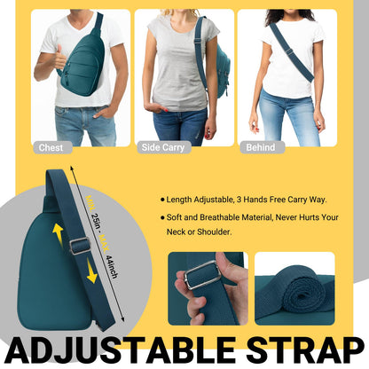 Tuwubi Crossbody Bags for Women, Sling Bag for Men, Small Hiking Backpack Anti Theft Lightweight for Outdoors Travel (M, Black)