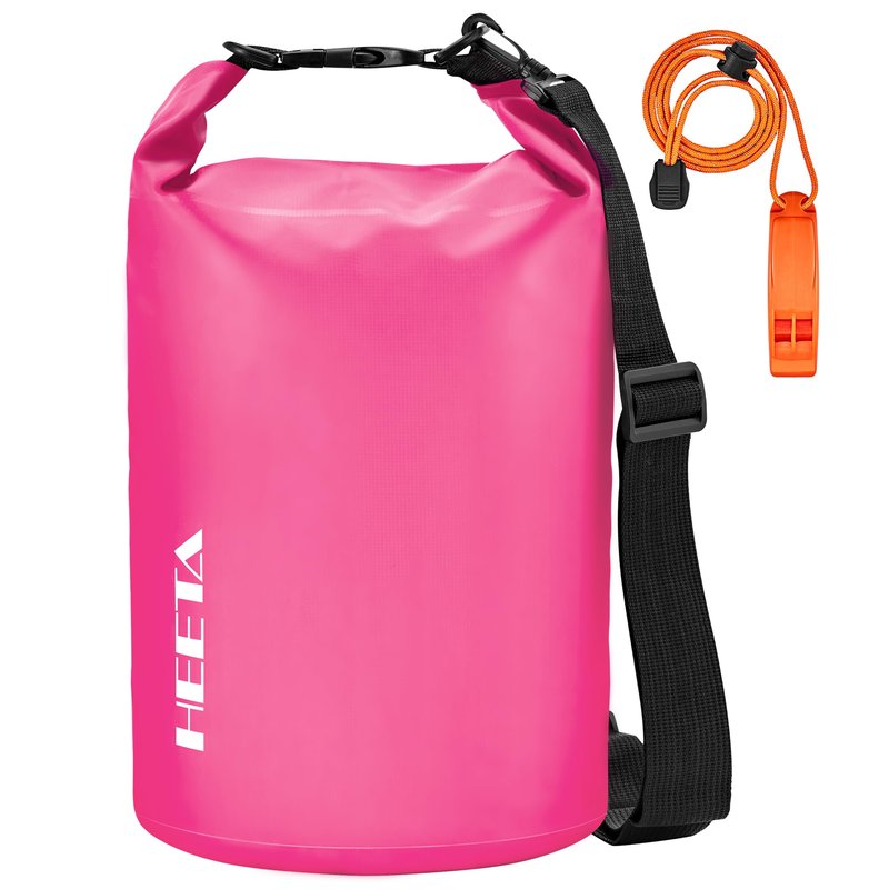 HEETA Waterproof Dry Bag for Women Men, Roll Top Lightweight Dry Storage Bag Backpack with Emergency Whistle for Travel, Kayaking, Boating, Camping, Beach, Cruise Ship Essentials (Rose Red, 40L)
