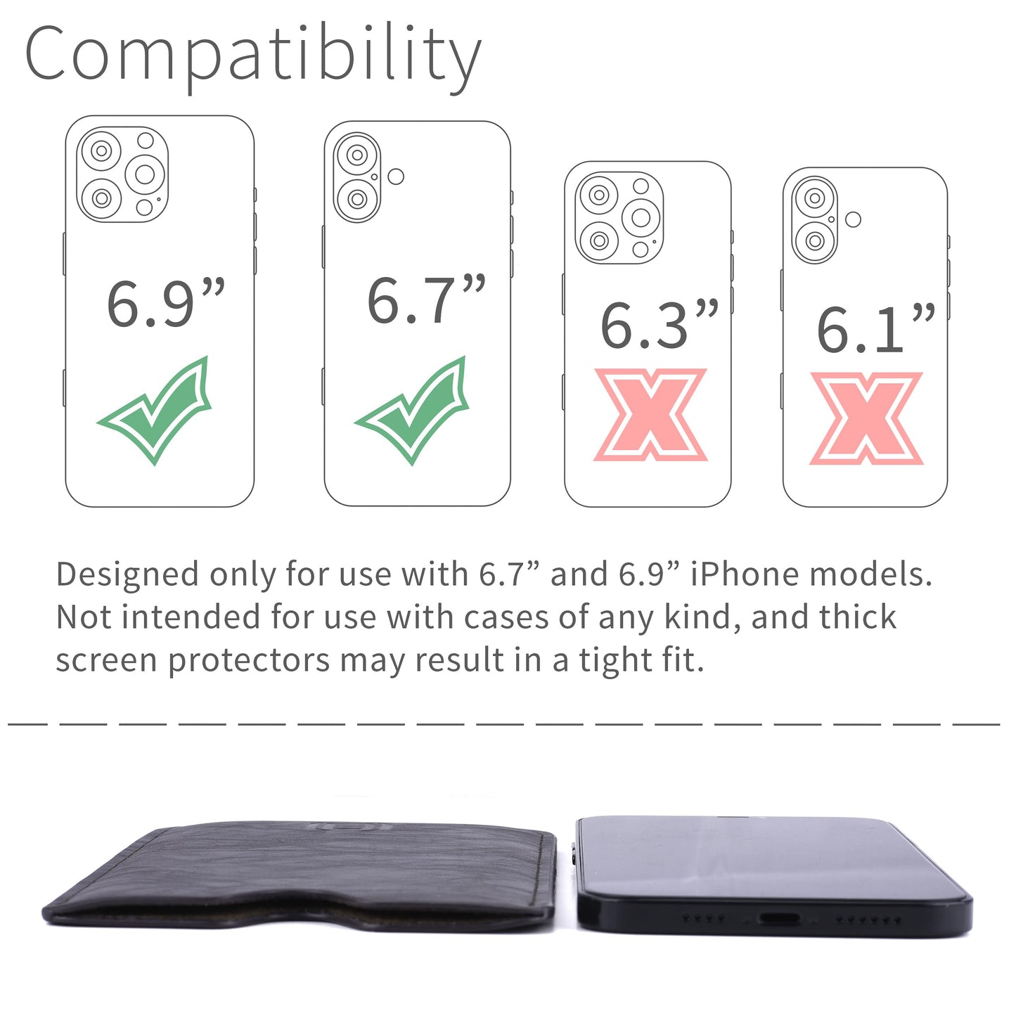 Dockem Executive Sleeve for iPhone 12-16 Pro Max, 14-16 Plus (6.7 inch) – Slightly Padded Vegan Leather w/Microfiber Lining - Slim Slip-on Case [Dark Brown]