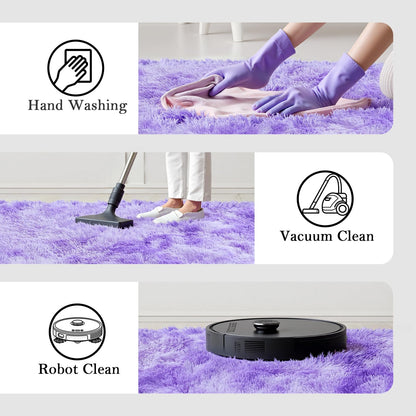 Rugs for Living Room 5x8, Alfombras para Salas Shag Large Plush Soft Area Rug, Shaggy Carpets for Bedroom, Kids Boys Girls Home Decor Aesthetic (Purple Starry, 5x8 Feet)
