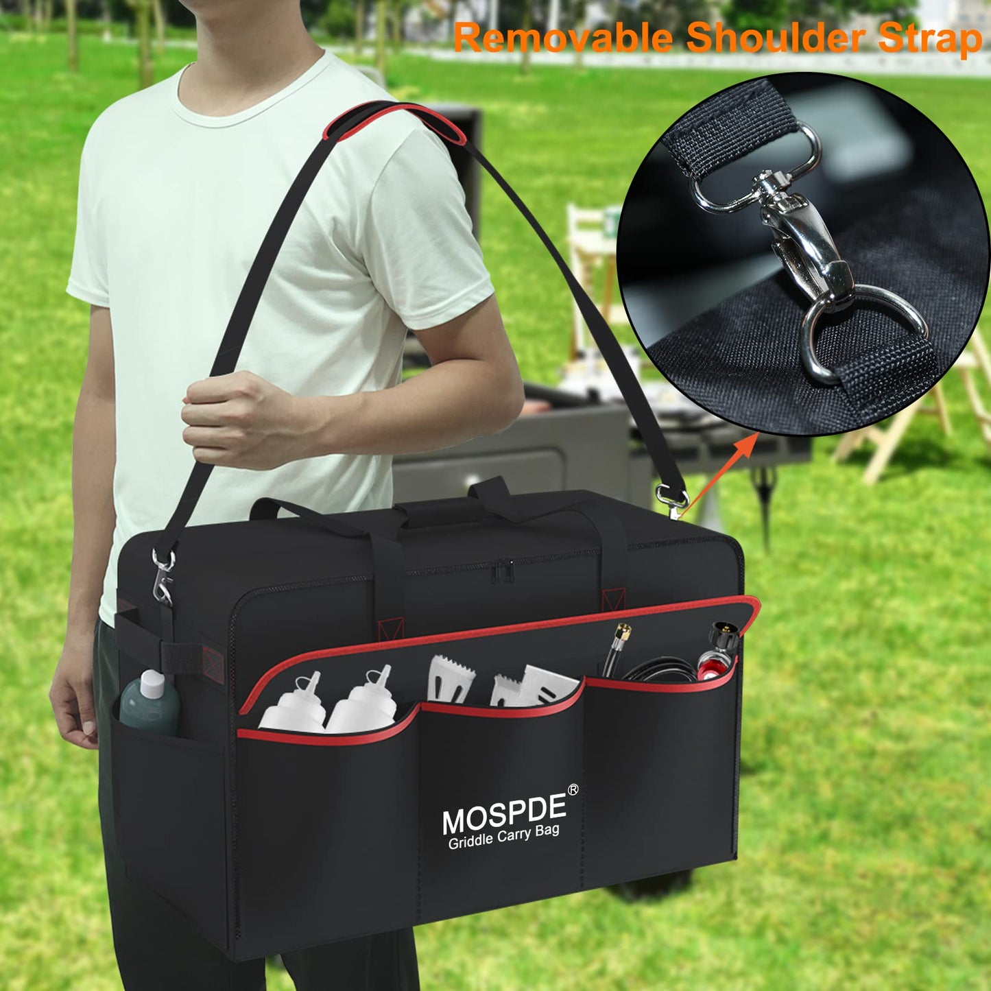MOSPDE 17 Inch Griddle Cover Carry Bag for Blackstone 17 Inch Grill Table Top Griddle with Hood Lid, Fits Blackstone 17" Grill Griddle with Grill Cover Carrying Bag 600D Heavy Duty Water-Resistant