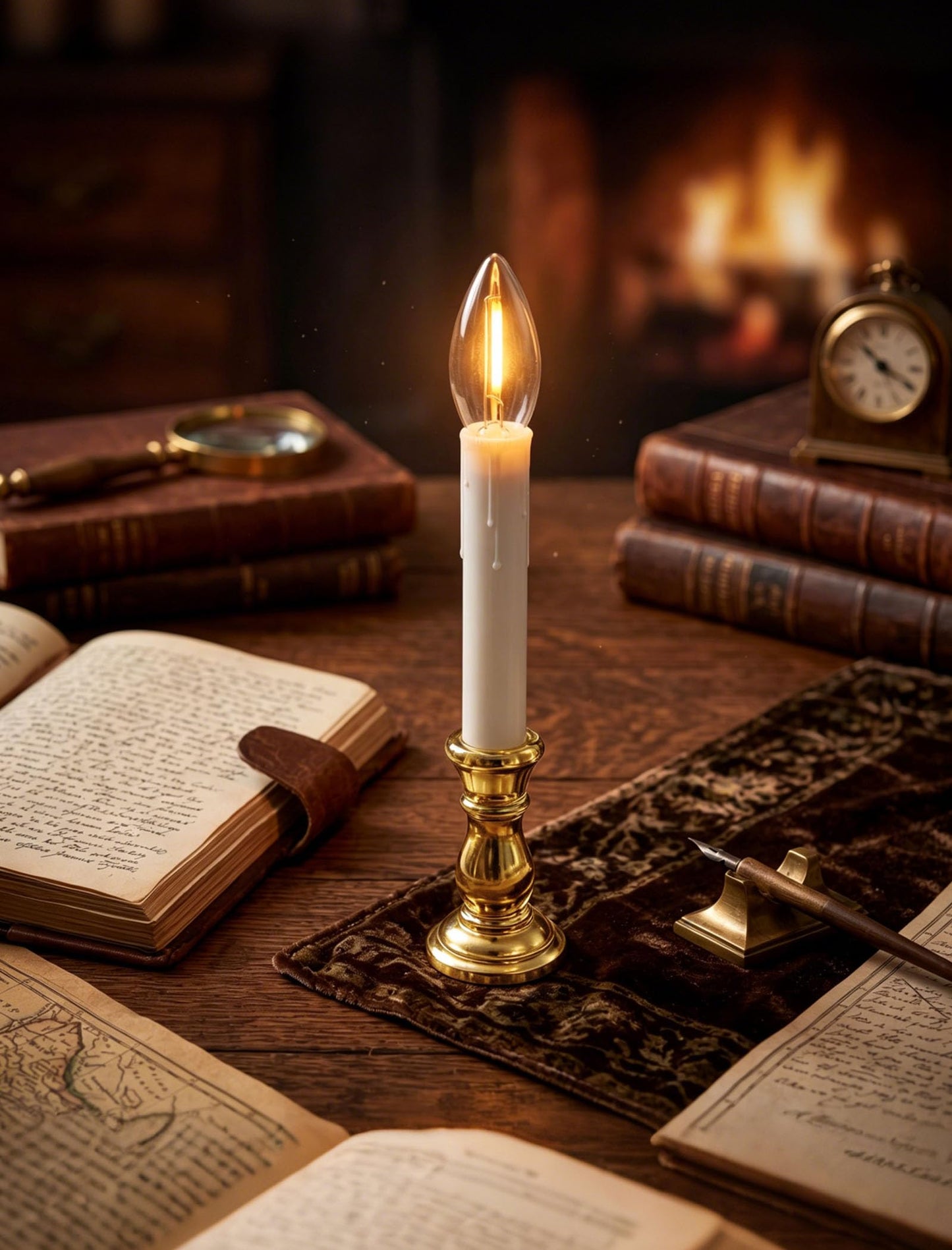 10 Pack Flameless Window Candles with Timer (6H/18H), Christmas Warm White LED Candlesticks, Gold Base & Suction Cups, Battery Operated Window Lights for Indoor Home, Wedding, Party & Holiday Décor