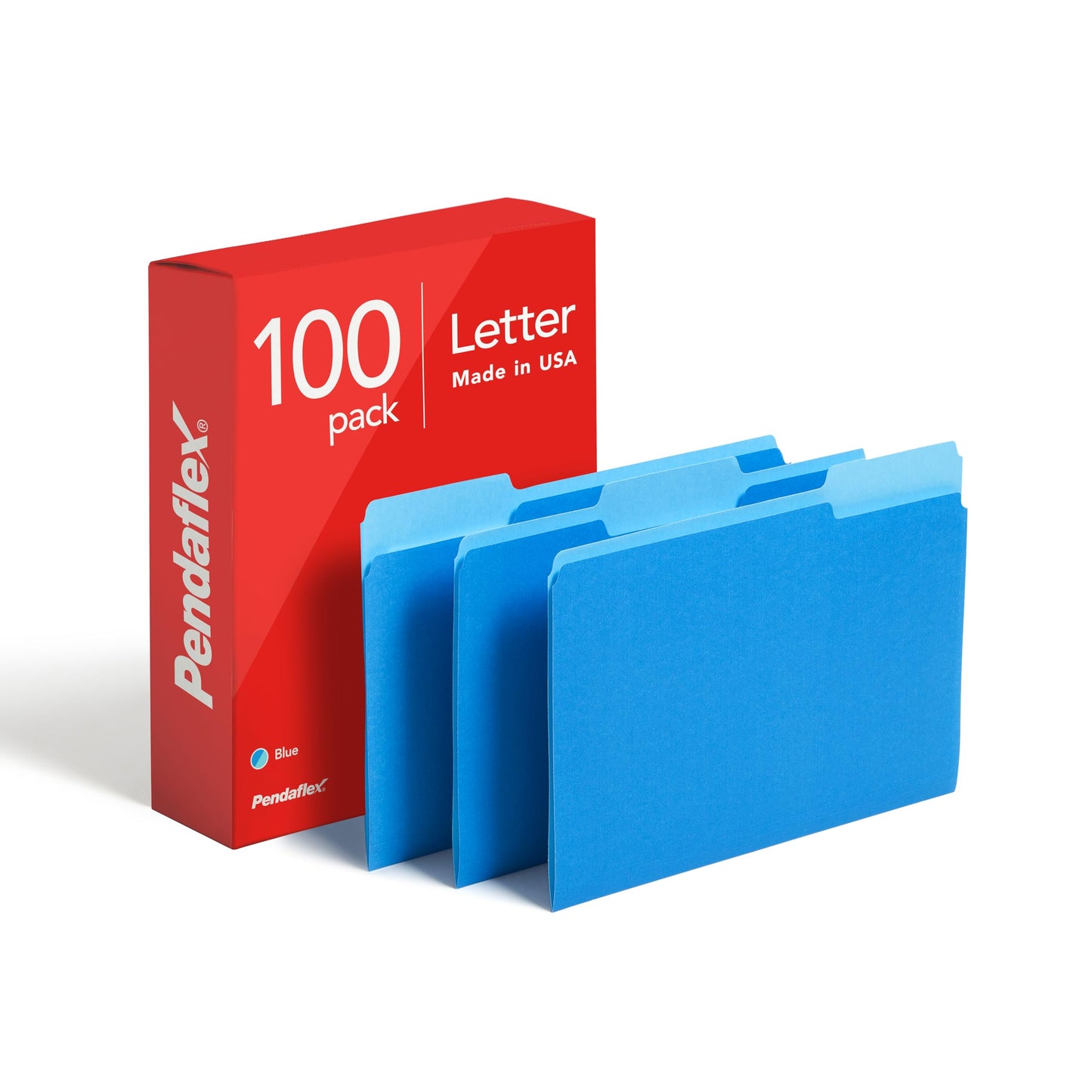 Pendaflex Two-Tone Color File Folders, Letter Size, Blue, 1/3 Cut, 100 per box (152 1/3 BLU), 12 inches