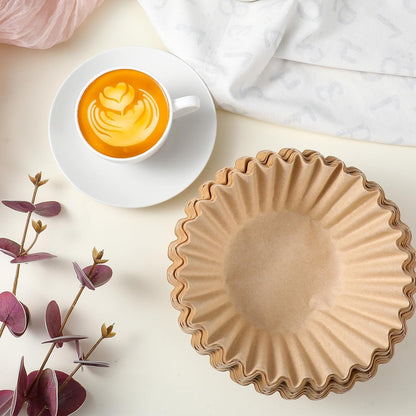 100 PCS Coffee Filters，8-12cup,Extra Large Coffee Filters Basket for Commercial, Domestic Coffee Maker Extra High Extra Wide, Anti ground, Unbleached, Natural，Flattened Diameter 9.75"