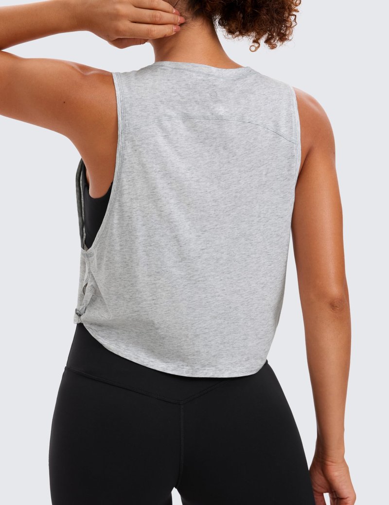 CRZ YOGA Pima Cotton Large Armhole Tank Tops for Women - Workout Sport Athletic Yoga Running Gym Loose Crop Sleeveless Shirts Light Grey Heather Small