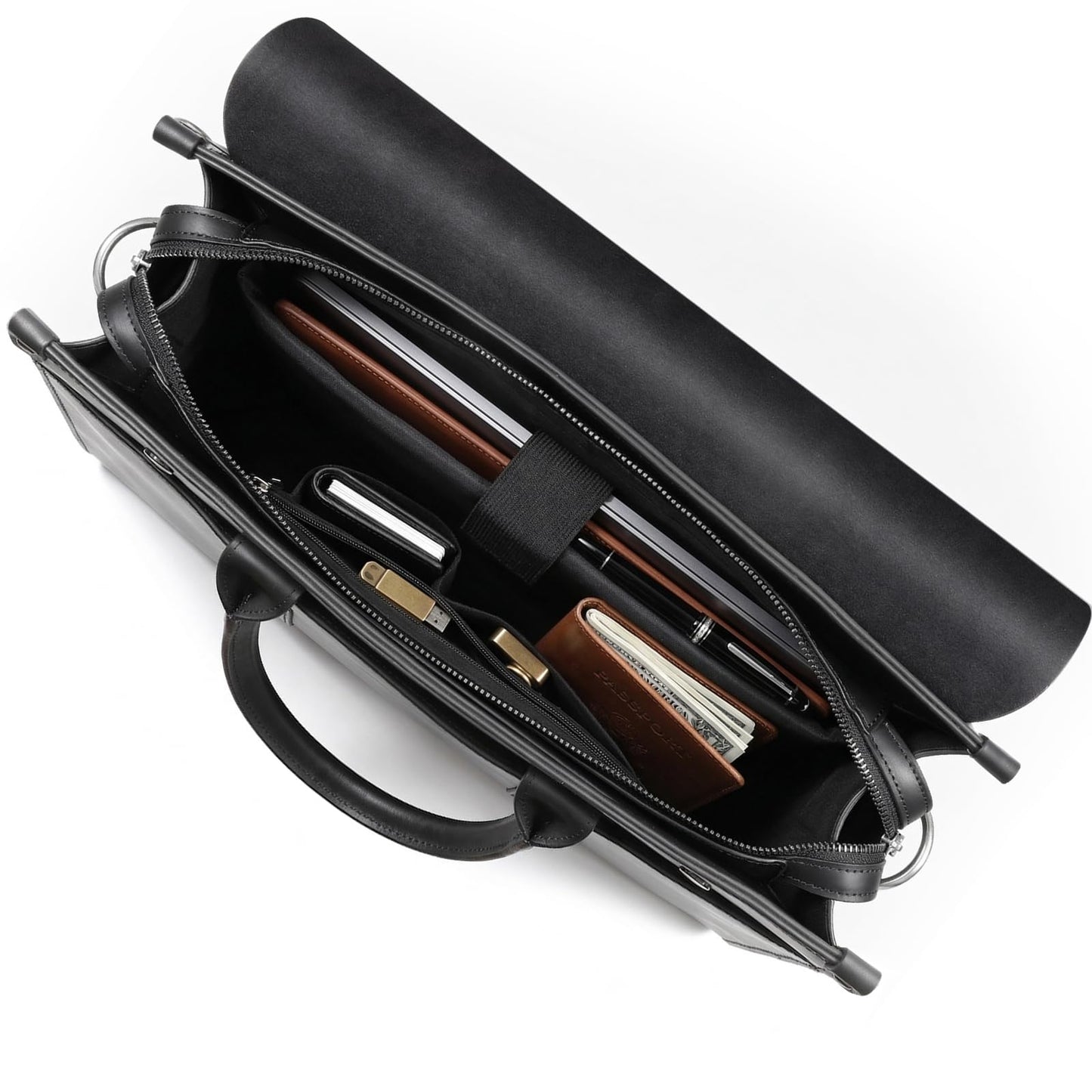 MONAHITO Laptop Briefcases Bag for Men - Vegan Leather Messenger Satchel Office Bags for Men with Shoulder Strap