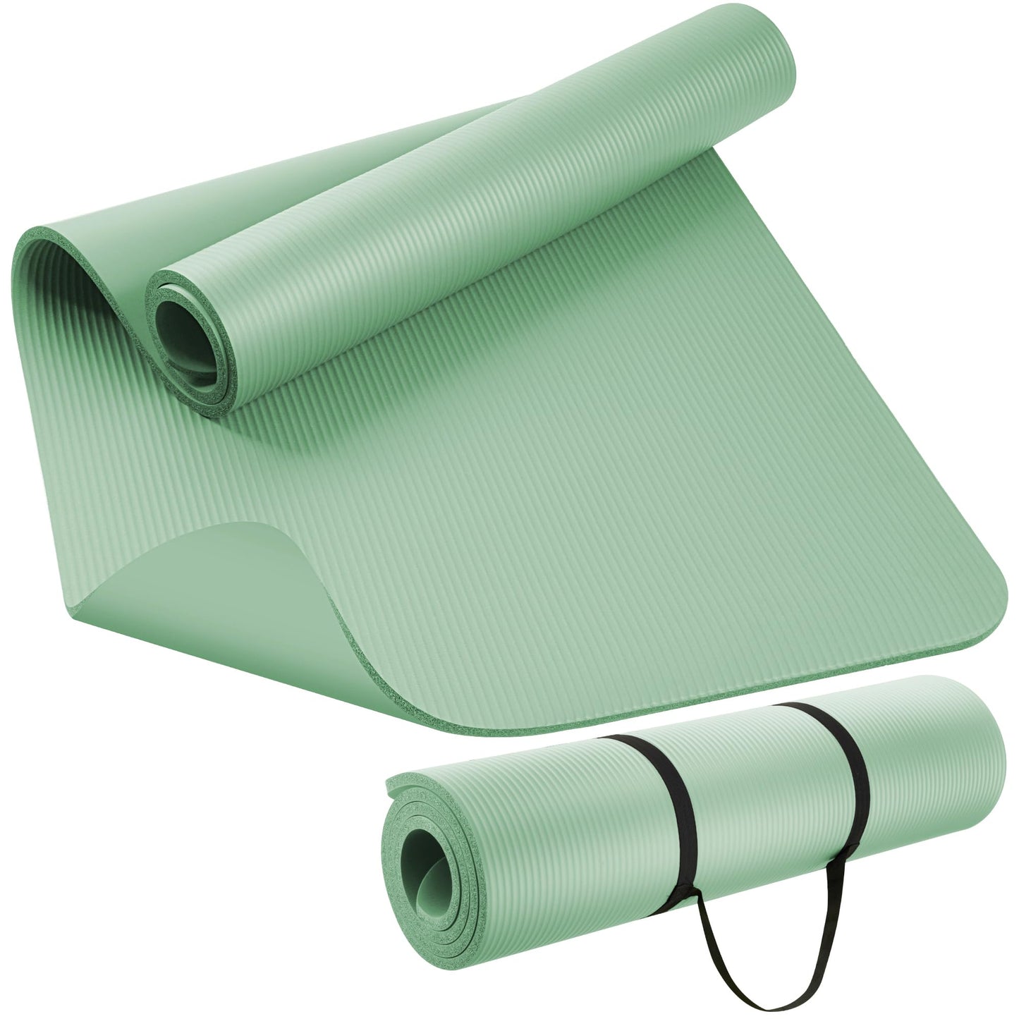 KEEP Extra Thick NBR Yoga Mat for Women & Men, 15mm Thick, 72”x32” Large Exercise Mat with Non-Slip Workout Mat for Yoga, Pilates, Stretching, Meditation – Wide & Cushioned Fitness Mat,Green