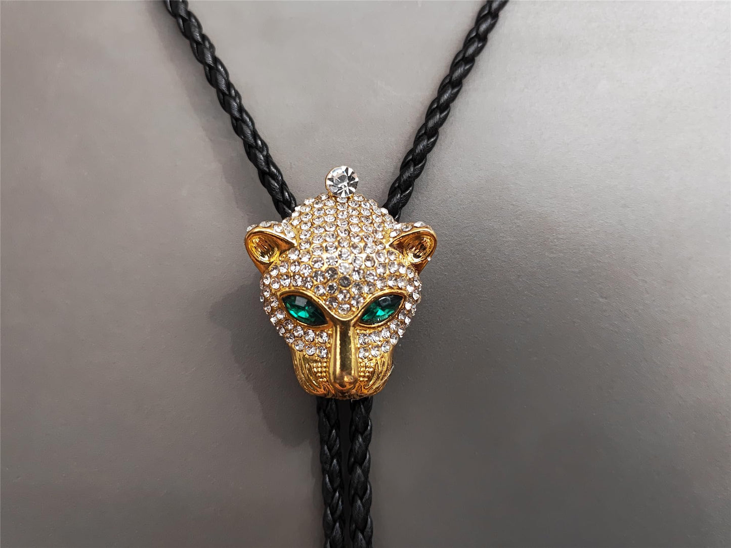 Animal & Plant Bola Tie Bolo Tie Wedding Necklace for Men Women Groomsmen Western Cowboy Necktie (Diamond Leopard)