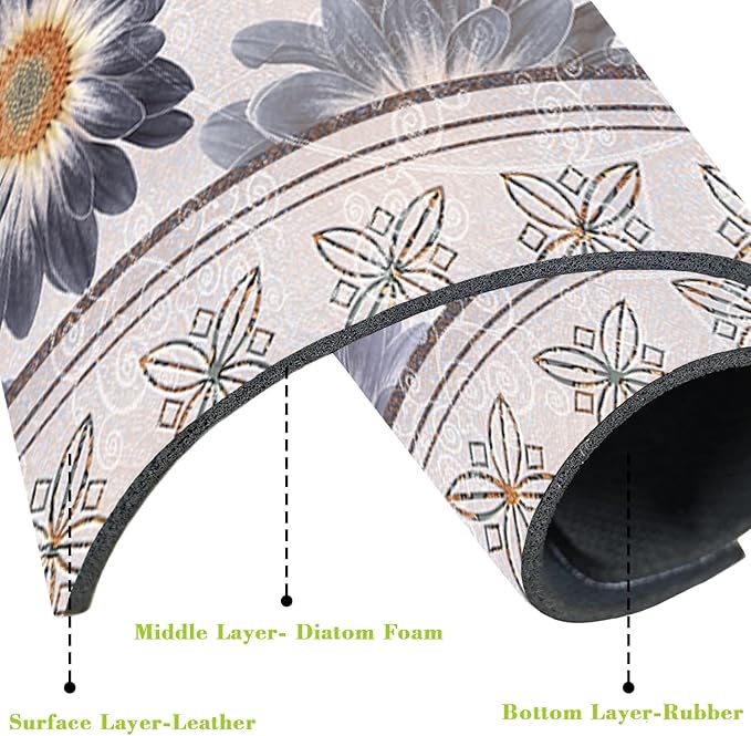 Sink Faucet Absorbing Mat Vintage Embroidery Flowers Sink Splash Guard Drying