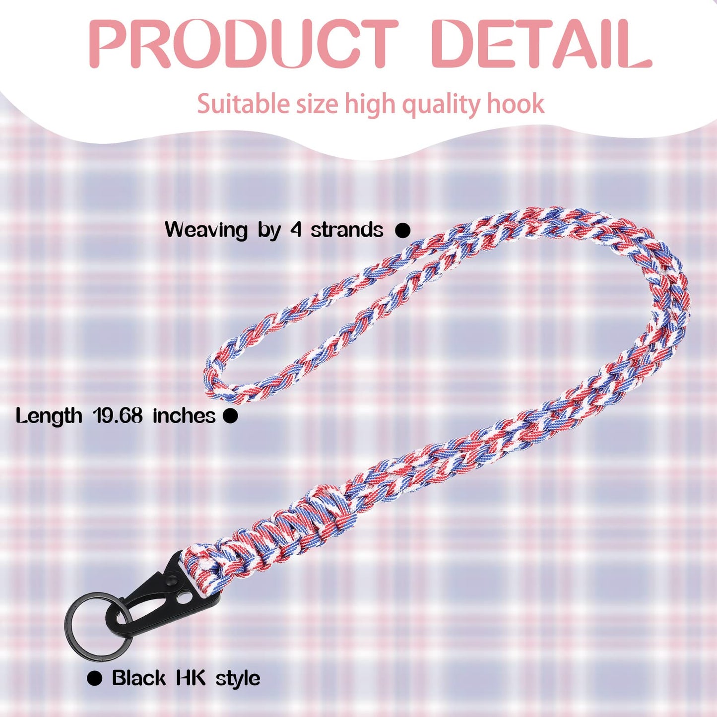 Frienda 2 Set Heavy Duty Paracord Lanyard Necklace Whistles Strap Braided 550 Keychain Lanyard for Outdoor Activities (Red, Blue, White)